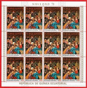 Selos: Hoja bloque Guinea Ecuatorial - Navidad 1973